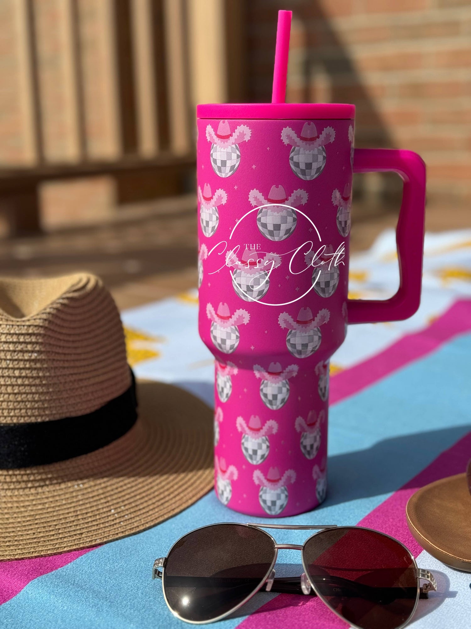 The Classy Cloth - Simple Tumbler 40 oz - Hot Pink Disco Cowgirl