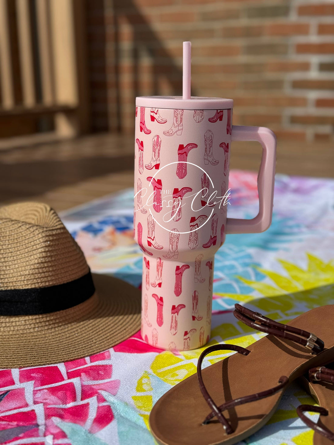 The Classy Cloth - Simple Tumbler 40 oz - Hot Pink Cowgirl Boot