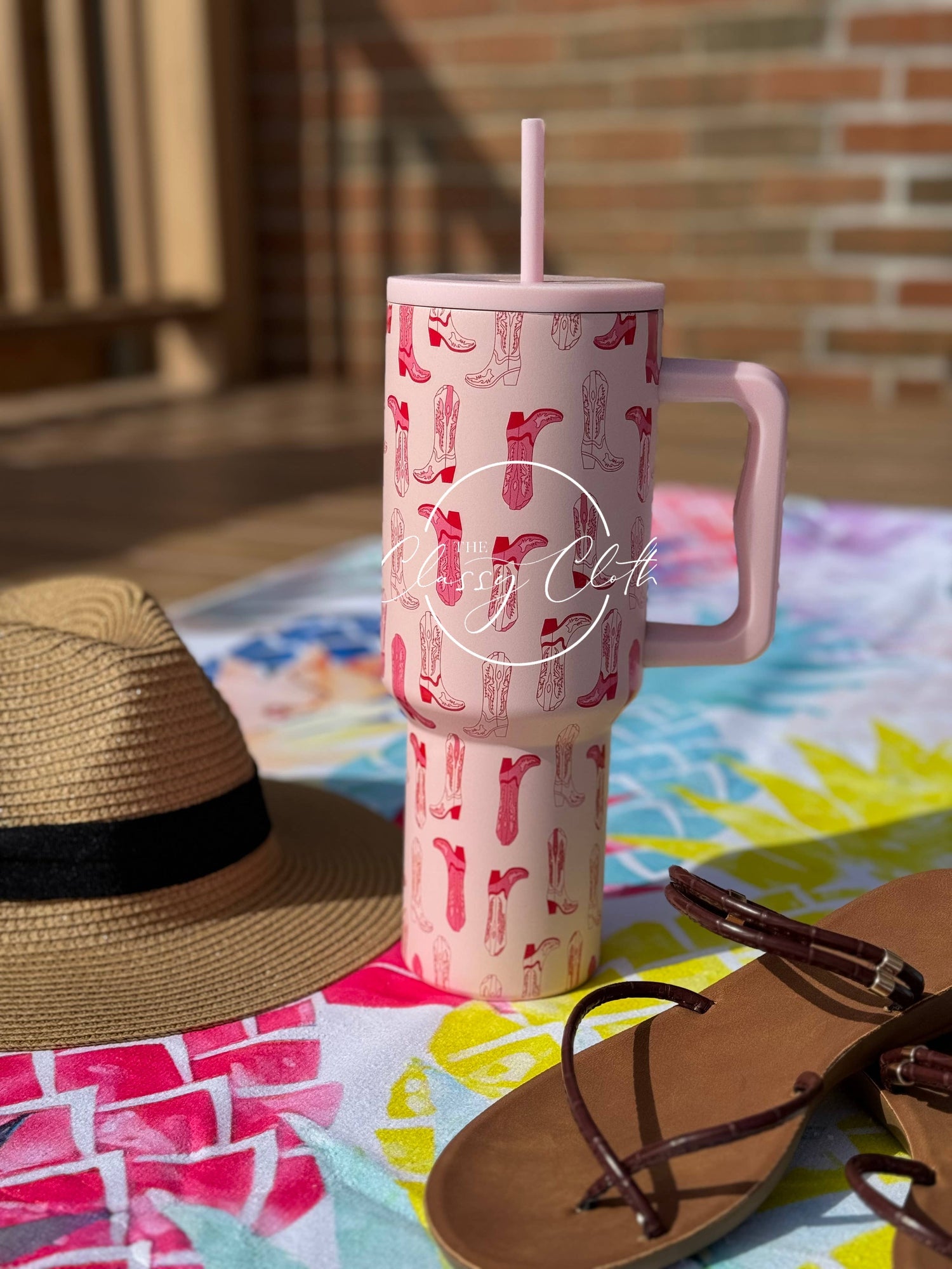 The Classy Cloth - Simple Tumbler 40 oz - Hot Pink Cowgirl Boot