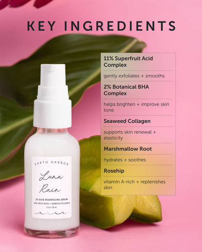 Earth Harbor Naturals - LUNA RAIN 15-Acid Resurfacing Serum: 13% Fruit Acids