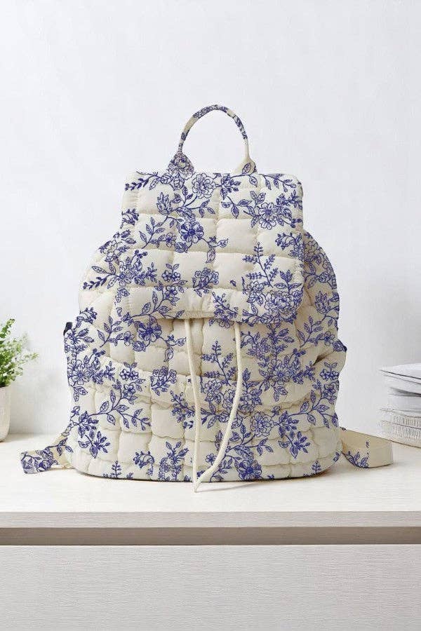 Nash Grey - Sylvia Blue Floral Backpack